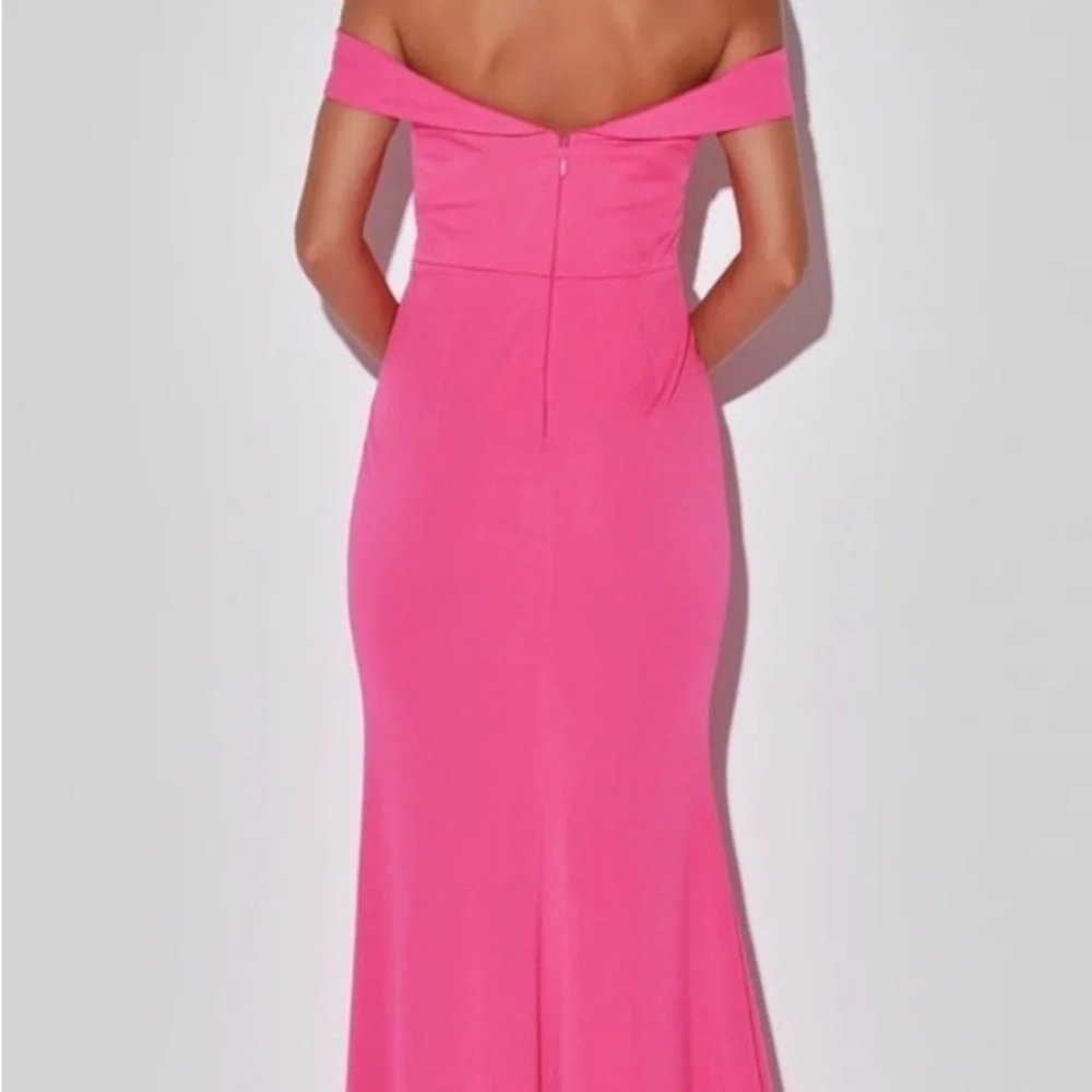 NWT Lulu's Song Of Love Vibrant Pink Off-Shoulder Maxi Dress. Valentines-Size XL - Picture 3 of 4